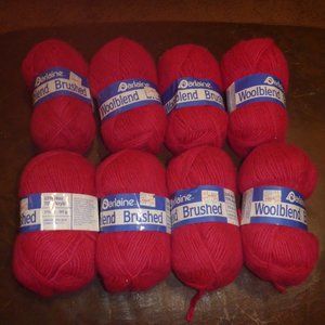 8 Skeins Vintage Darlaine Woolblend Brushed Yarn Color 22 Fuchsia 1 3/4 oz ea.